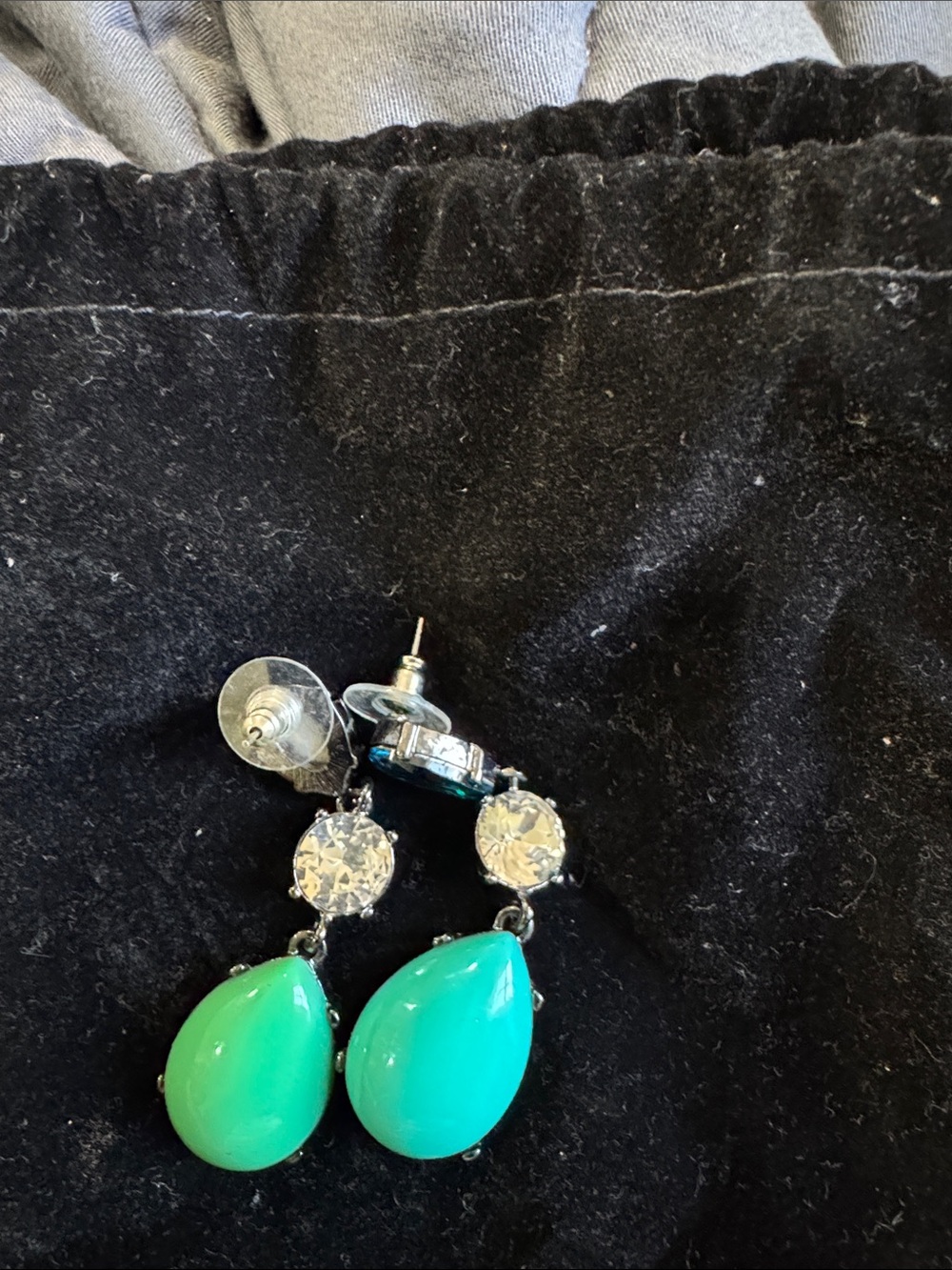 Green Teardrop Crystal Drop Earrings - Brand: